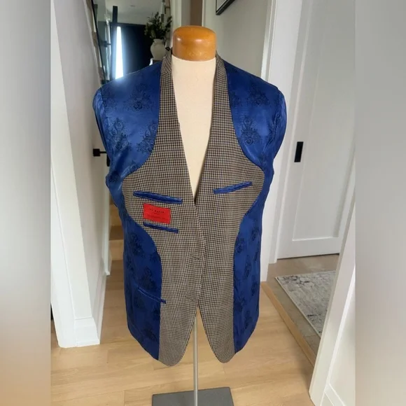 Ted Baker No Ordinary Joe Blazer 44 L Wool Check Sport Coat Blue Lining - Picture 6 of 11